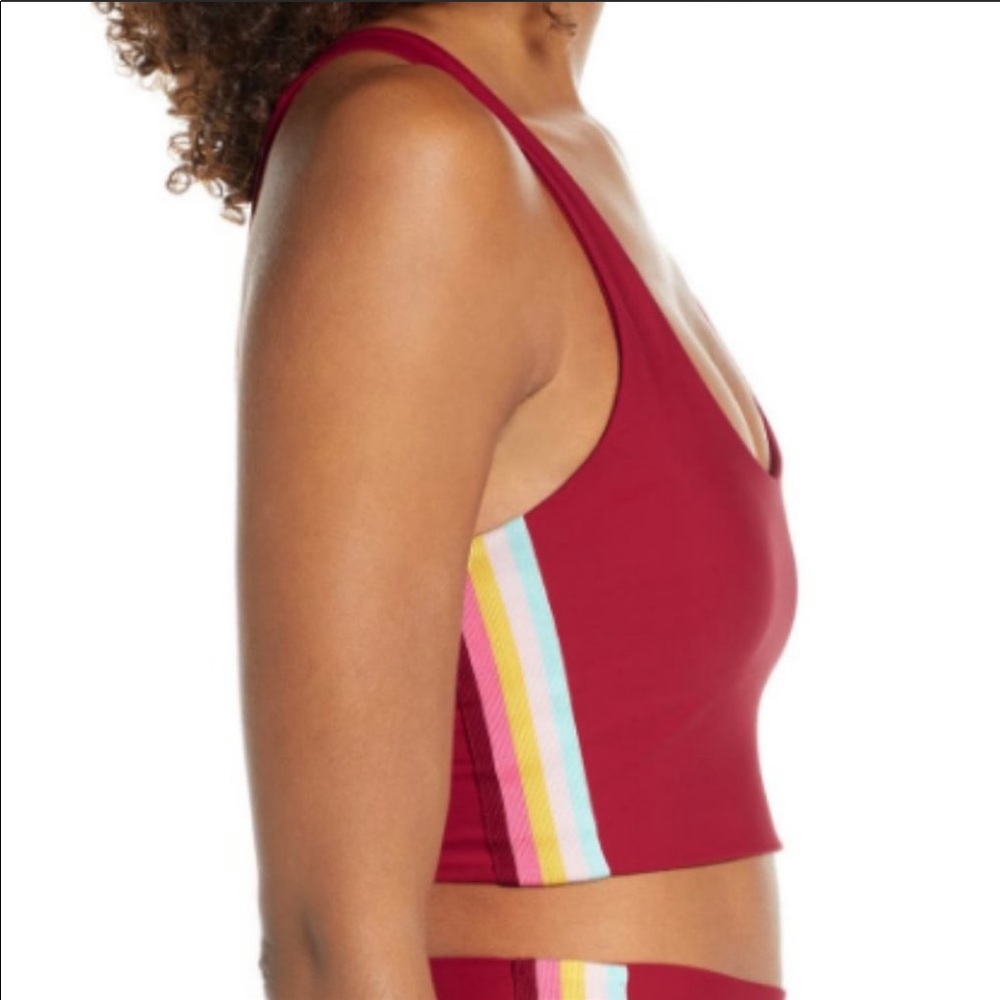 Spiritual Gangster Red w/ Side Multi Stripe Bra M